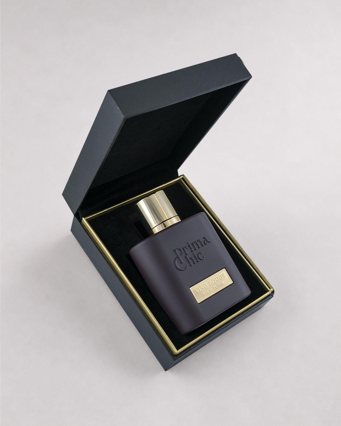 Vino Rouge unisex eau de parfum 100ml by Prima Chic - bottle side angle, warm spicy oud perfume Dubai