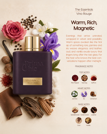 Prima Chic Vino Rouge 100ml EDP gift box - warm spicy oud unisex perfume, Dubai UAE
