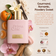 Prima Chic Ishaq women's eau de parfum 100ml fragrance notes - Powder & Vanilla, Orchid & Gourmand, Sandalwood & Musk