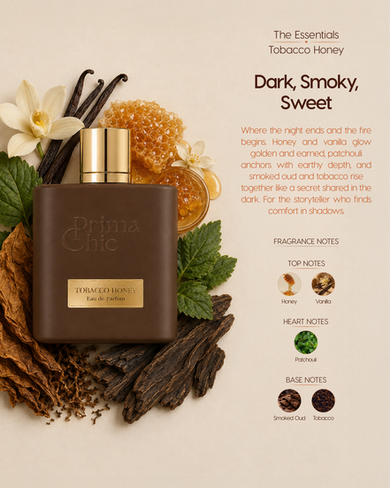 Prima Chic Tobacco Honey 100ml EDP gift box - sweet smoky tobacco unisex perfume, buy in Dubai UAE