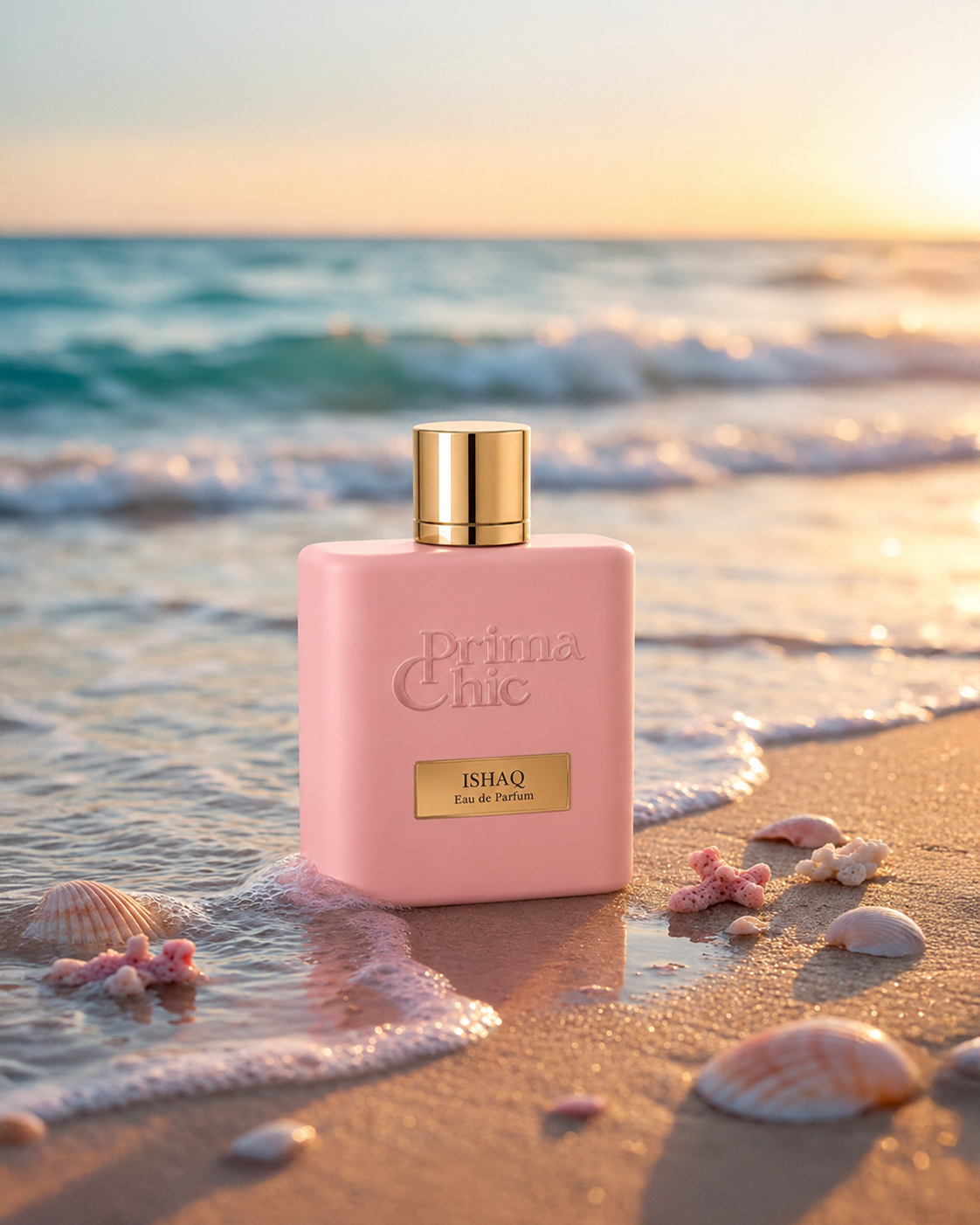 Prima Chic Ishaq women's eau de parfum 100ml bottle, gourmand powdery fresh sweet perfume in Dubai UAE