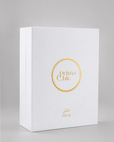 Ishaq women's eau de parfum 100ml by Prima Chic - lifestyle shot, gourmand powdery perfume Dubai