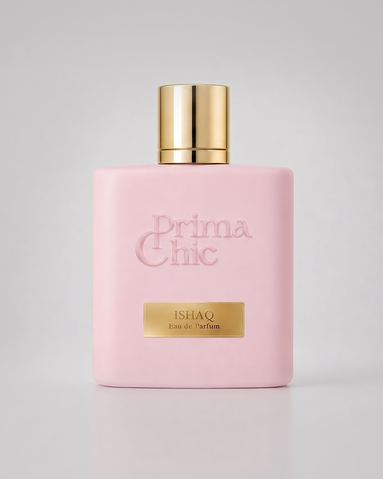 Prima Chic Ishaq women's eau de parfum 100ml bottle, gourmand powdery sweet perfume in Dubai UAE